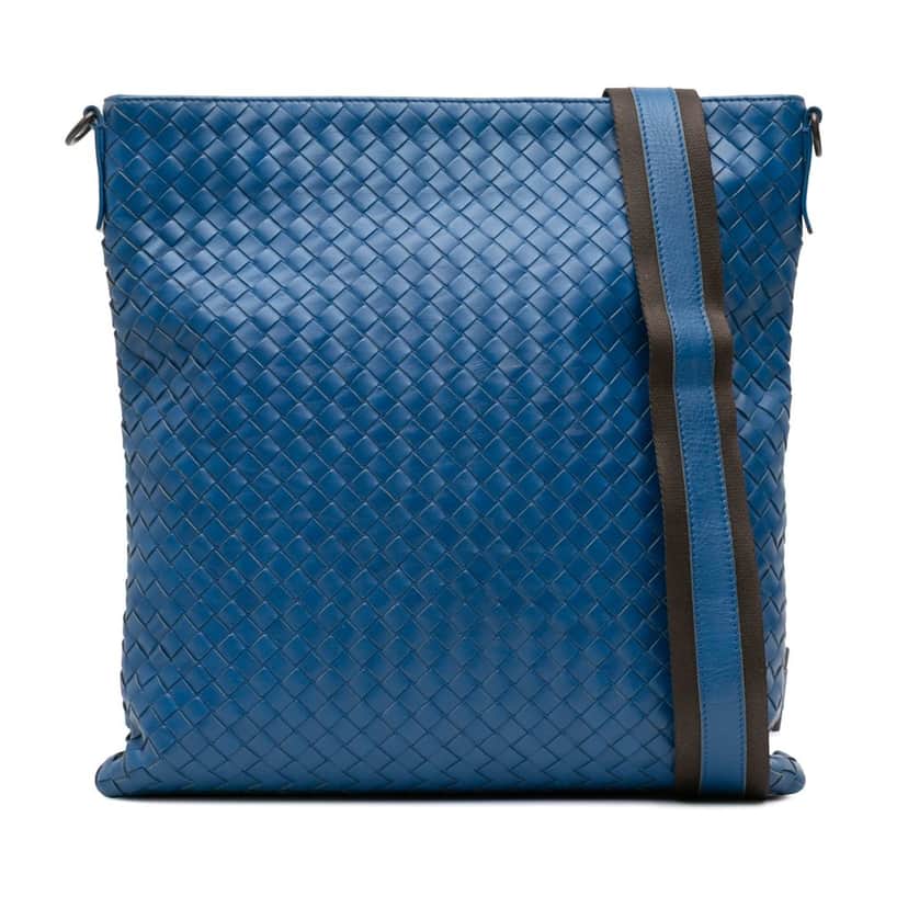 Bottega Veneta Nappa Intrecciato Crossbody Blue Leather Very good condition - Front View