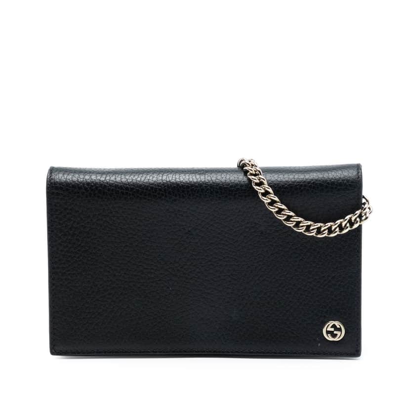 Gucci Leather Betty Wallet on Chain Black Leather Very good condition - Front View