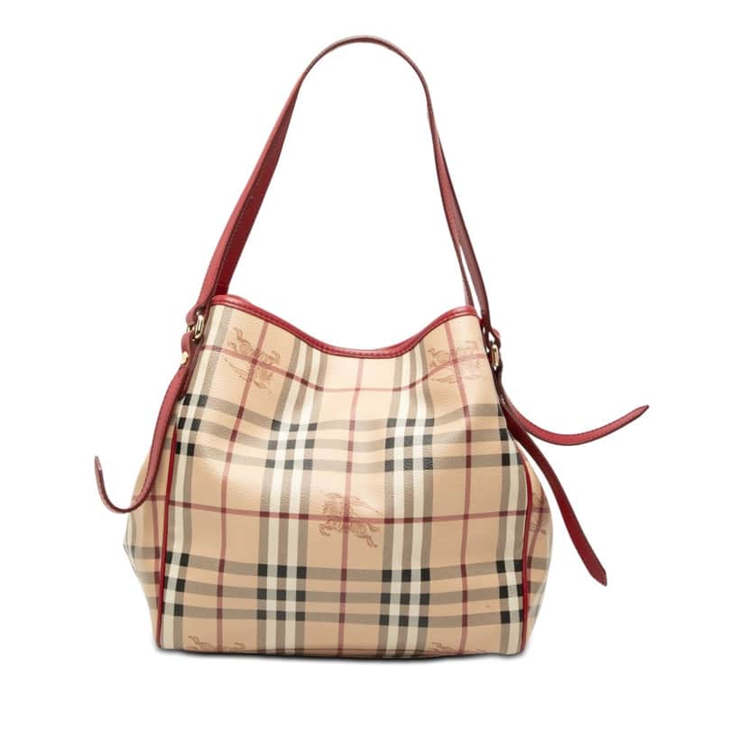 Burberry Small Haymarket Check Coated Canvas Canterbury Tote Beige Very good condition - Front View