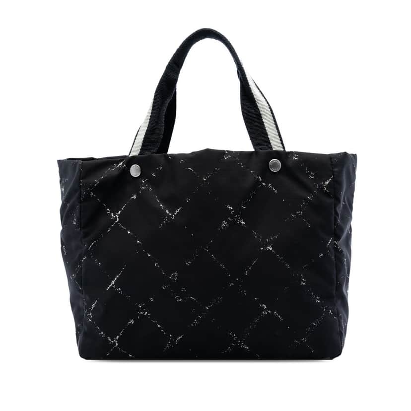 Chanel Old Travel Line Nylon Tote Black Very good condition - Front View