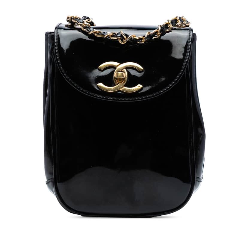 Chanel CC Patent Flap Crossbody Black Leather Very good condition - Front View