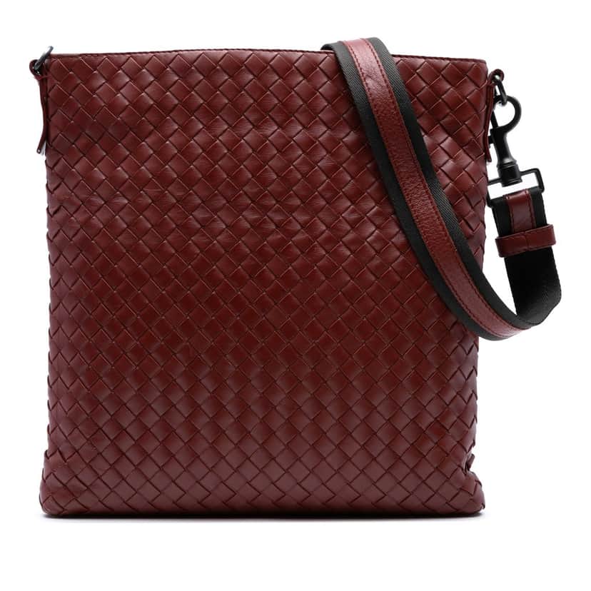 Bottega Veneta Nappa Intrecciato Crossbody Red Leather Very good condition - Front View
