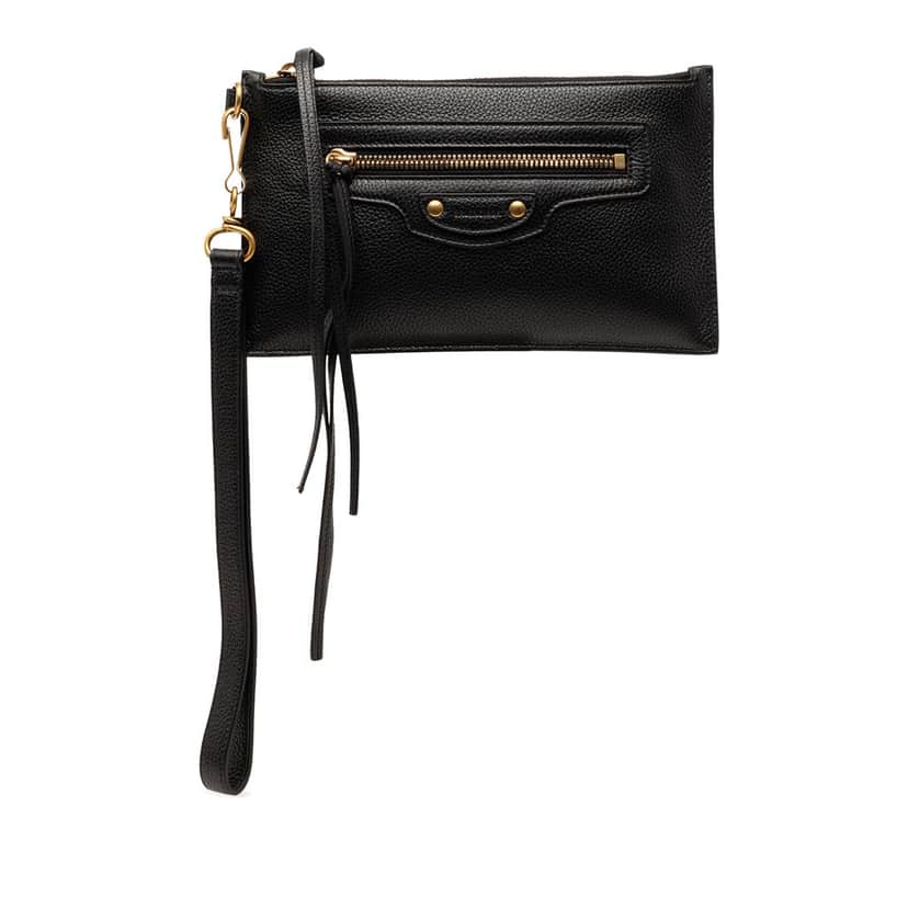 Balenciaga Grained Calfskin Neo Classic Pouch XS Black Leather Very good condition - Front View
