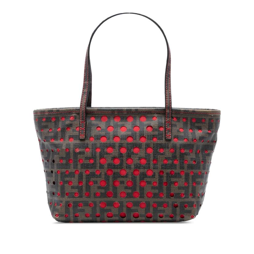 Fendi Small Perforated Zucca Spalmati Roll Tote Brown Very good condition - Front View