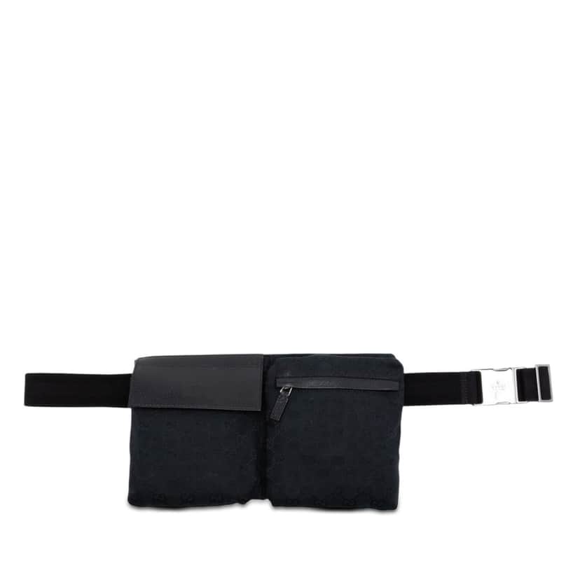 Gucci GG Canvas Double Pocket Belt Bag Blue Very good condition - Front View