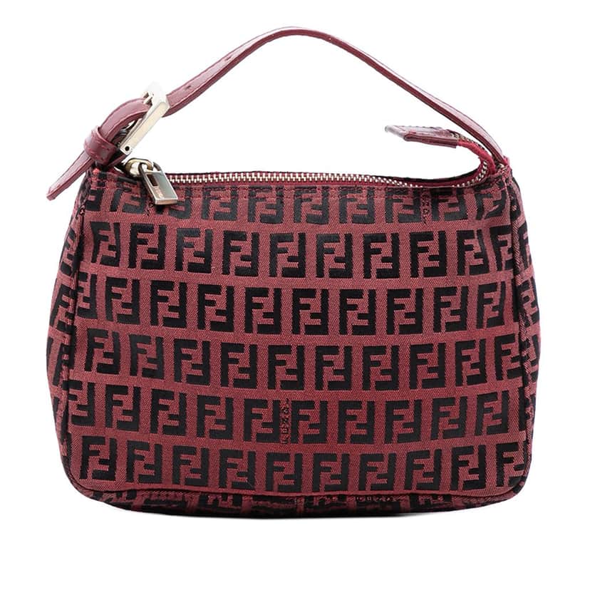 Fendi Zucchino Canvas Handbag Red Very good condition - Front View