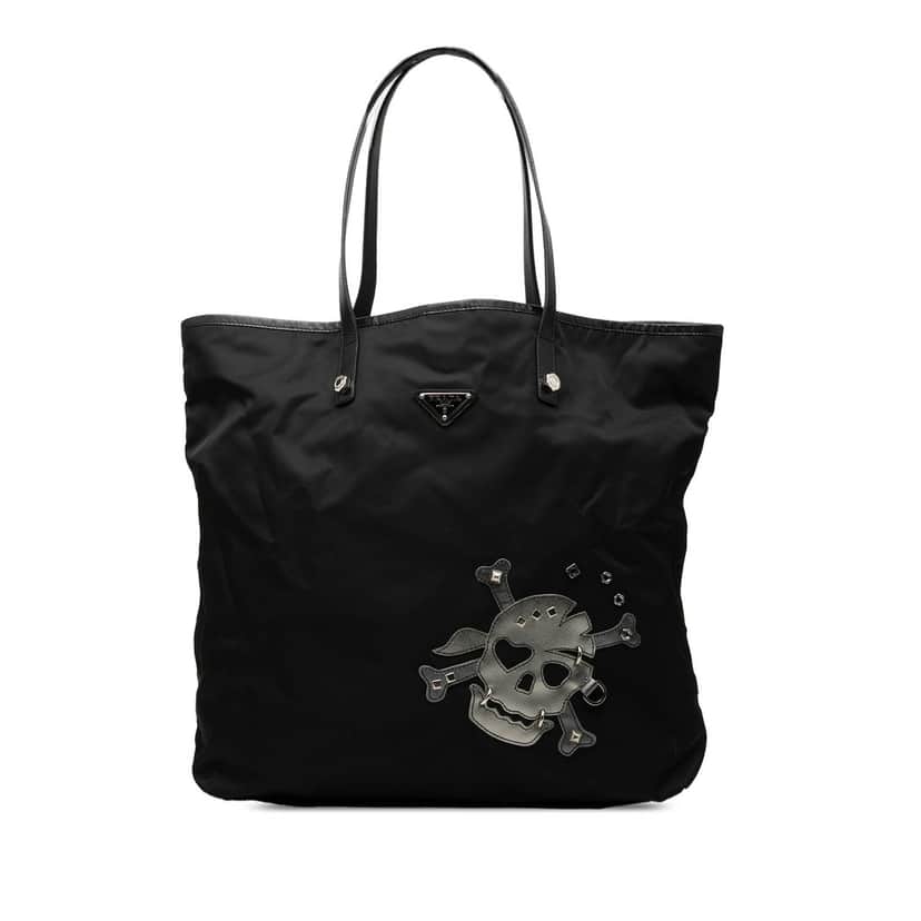 Prada Tessuto Skull Tote Black Very good condition - Front View