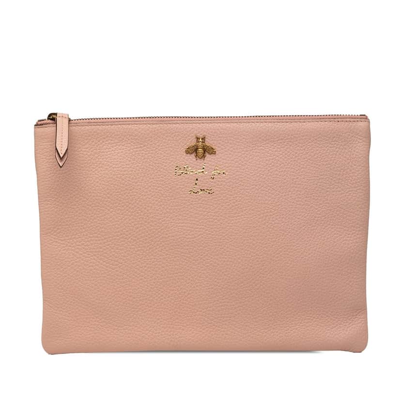 Gucci Leather Blind For Love Clutch Pink Leather Very good condition - Front View