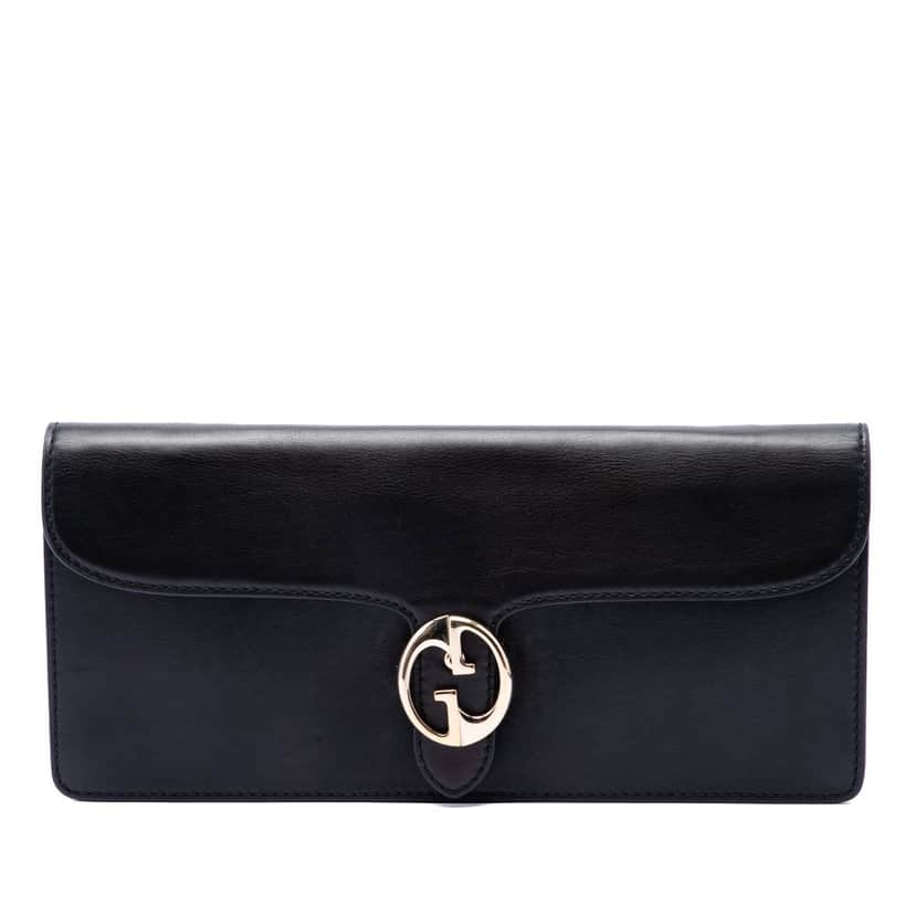 Gucci Calfskin 1973 Clutch Black Leather Very good condition - Front View