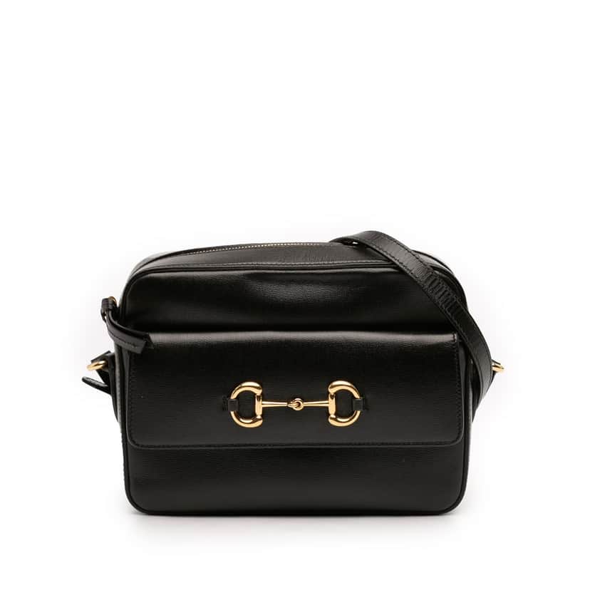 Gucci Small Leather Horsebit 1955 Camera Bag Black Leather Very good condition - Front View