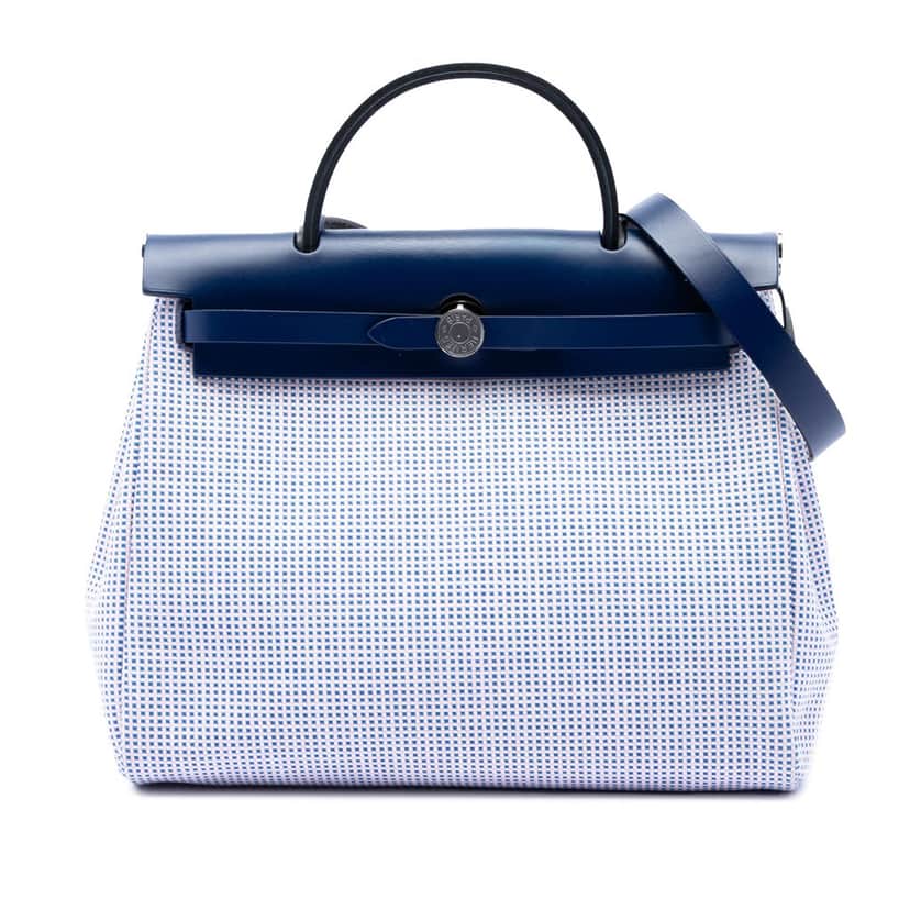 Hermès Toile Criss Viking Vache Hunter Herbag Zip 31 Blue Very good condition - Front View