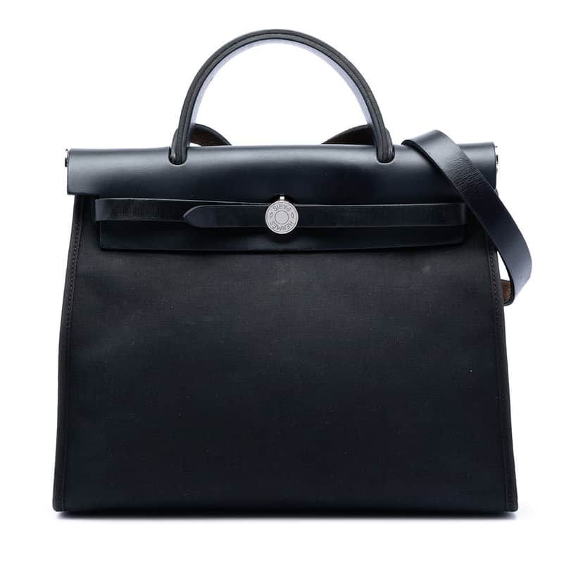 Hermès Toile H Berline Herbag Zip 31 Black Very good condition - Front View