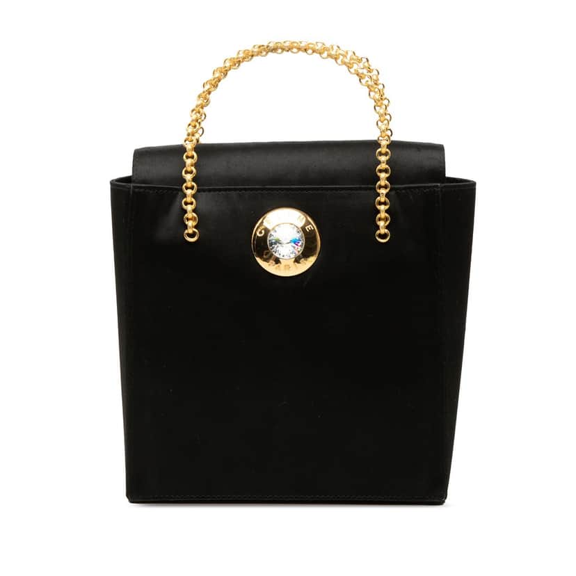 Celine Satin Starball Chain Top Handle Bag Black Very good condition - Front View