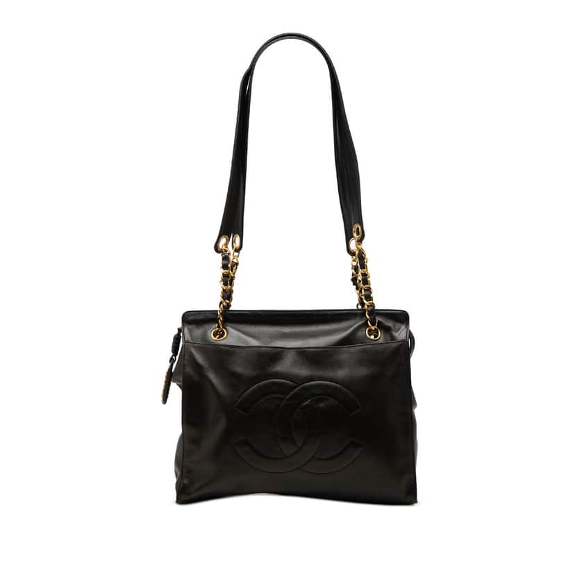 Chanel CC Caviar Chain Tote Black Leather Very good condition - Front View
