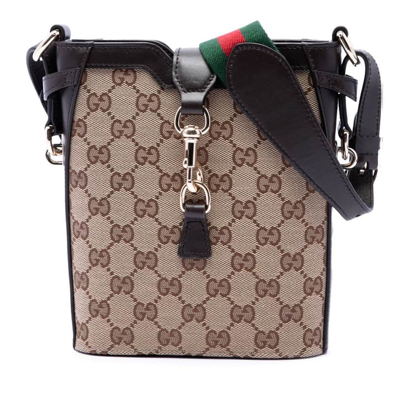 Gucci Mini GG Canvas Web Bucket Bag Beige Very good condition - Front View