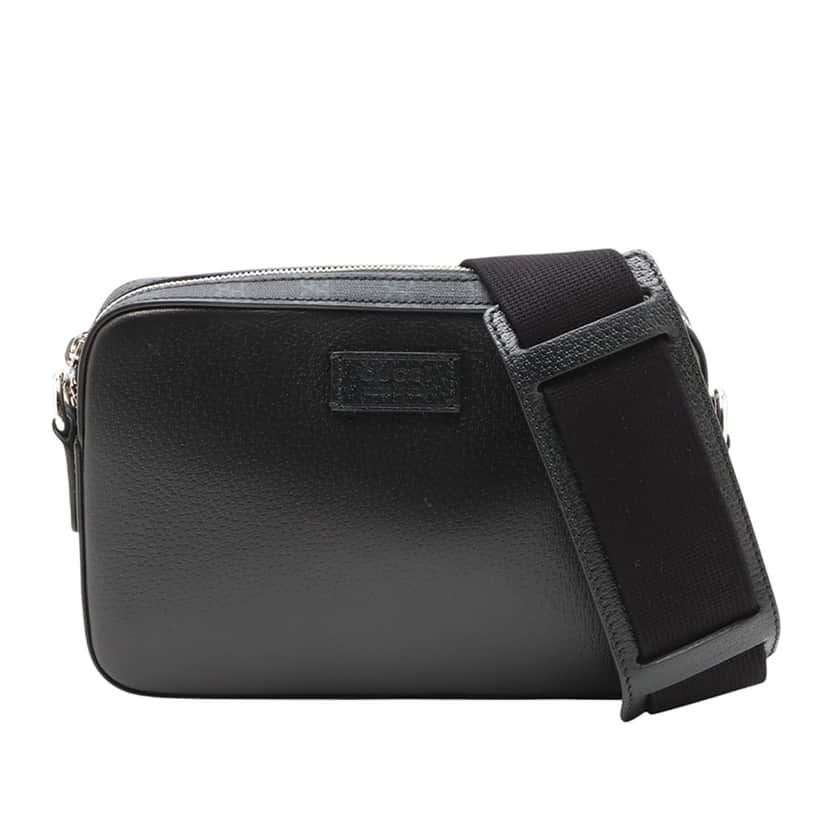 Gucci GG Supreme Trimmed Calfskin Crossbody Black Leather Very good condition - Front View