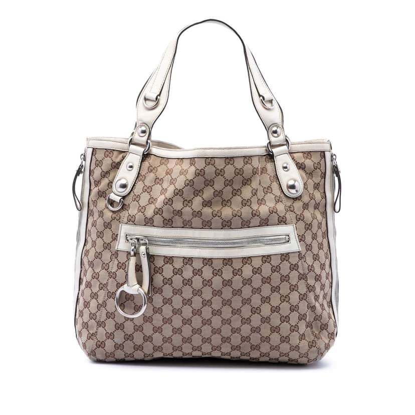 Gucci GG Canvas Icon Bit Zip Tote Beige Very good condition - Front View