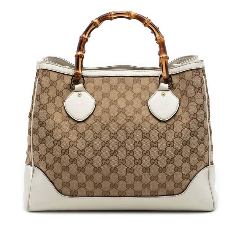 Gucci Medium GG Canvas Bamboo Diana Tote Beige Very good condition - Front View
