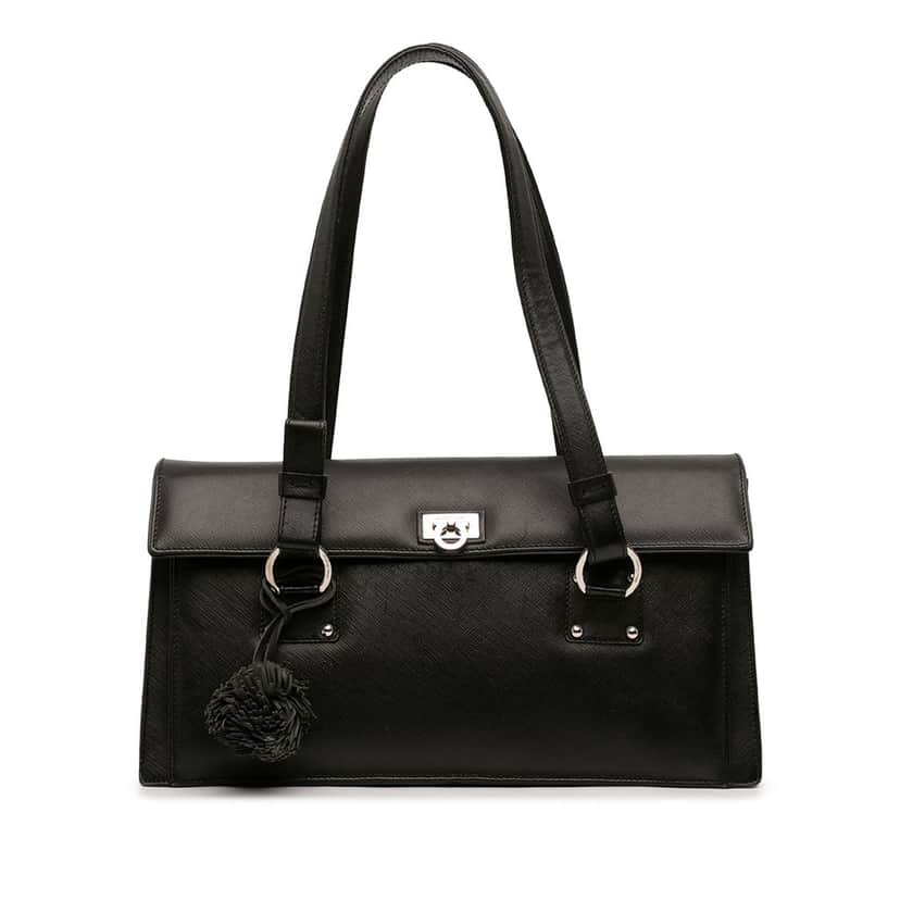Salvatore Ferragamo Leather Gancini Shoulder Bag Black Leather Very good condition - Front View