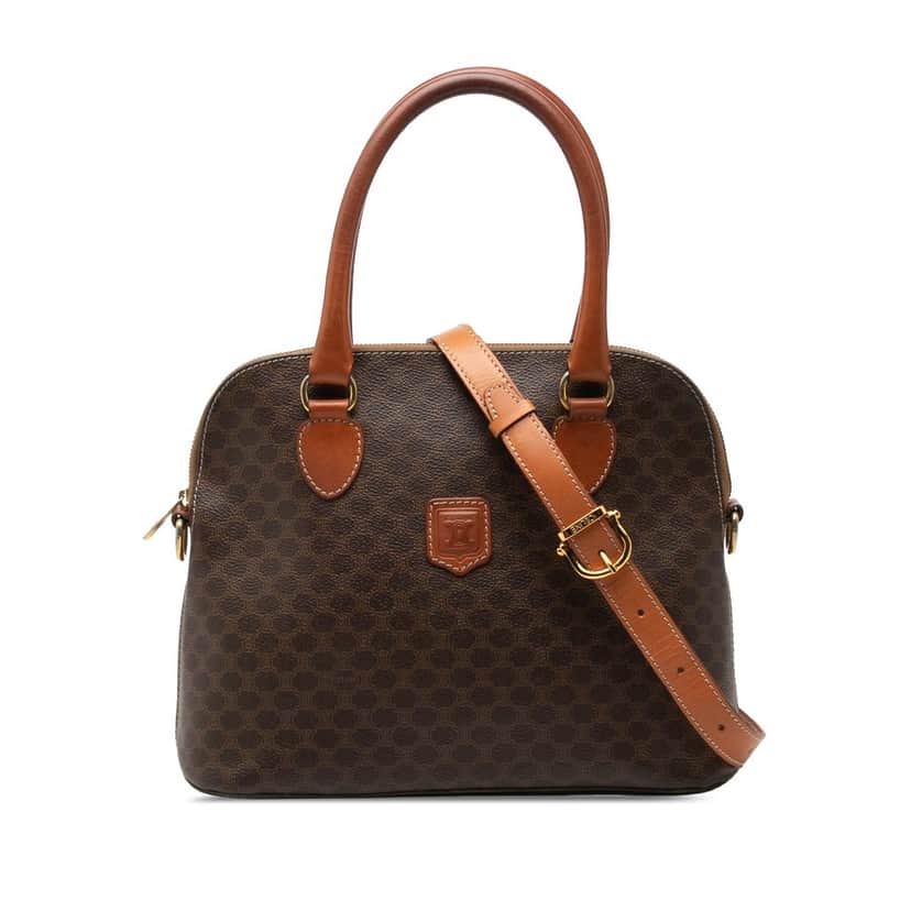 Celine Macadam Coated Canvas Dome Satchel Brown Very good condition - Front View