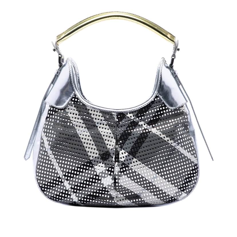Burberry Metallic Patent and Beat Check Nylon Brooklyn Hobo Other Very good condition - Front View