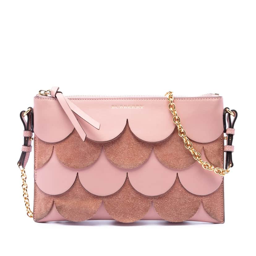 Burberry Scalloped Leather and Suede Peyton Crossbody Pink Leather Very good condition - Front View