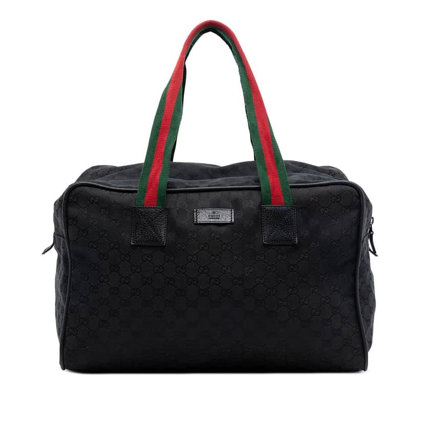 Gucci GG Canvas Web Travel Bag Black Very good condition - Front View