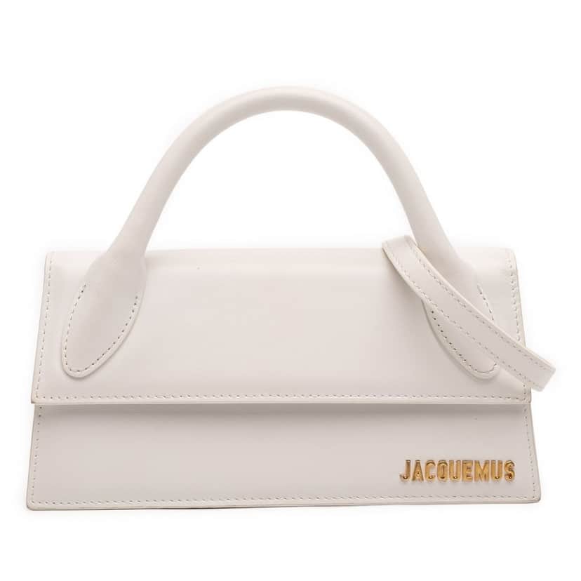 Jacquemus Smooth Calfskin Le Chiquito Long White Leather Very good condition - Front View