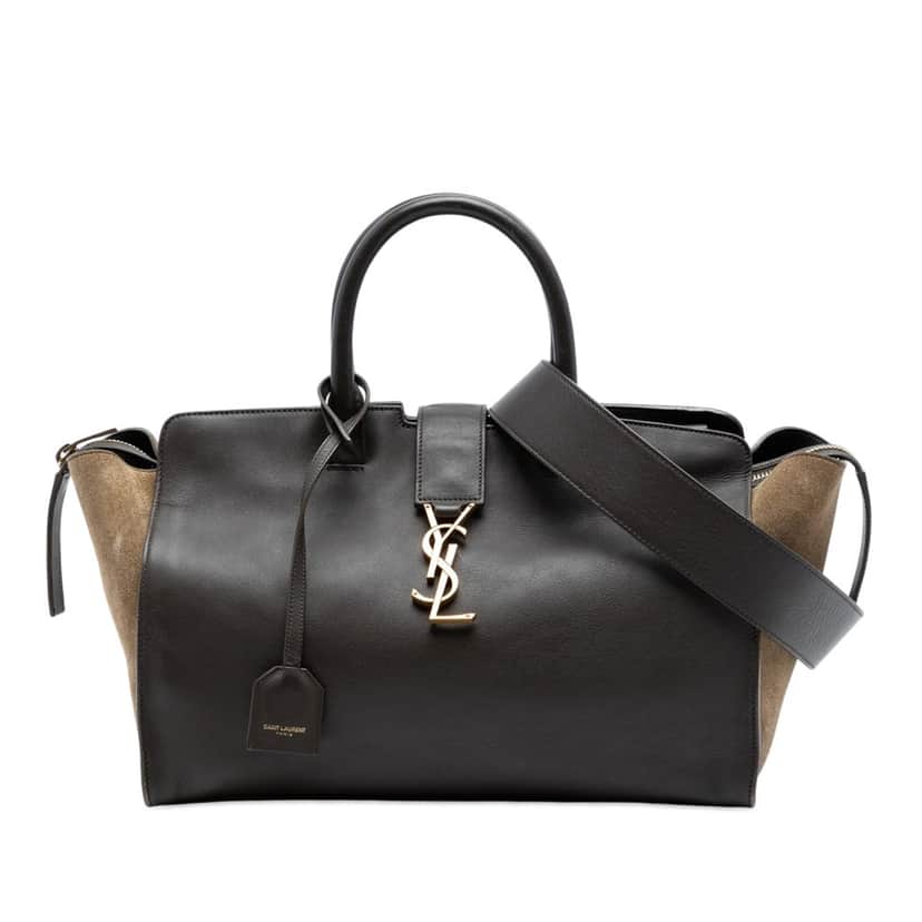 Saint Laurent Small Suede Trimmed Leather Downtown Cabas Satchel Brown Leather Very good condition - Front View