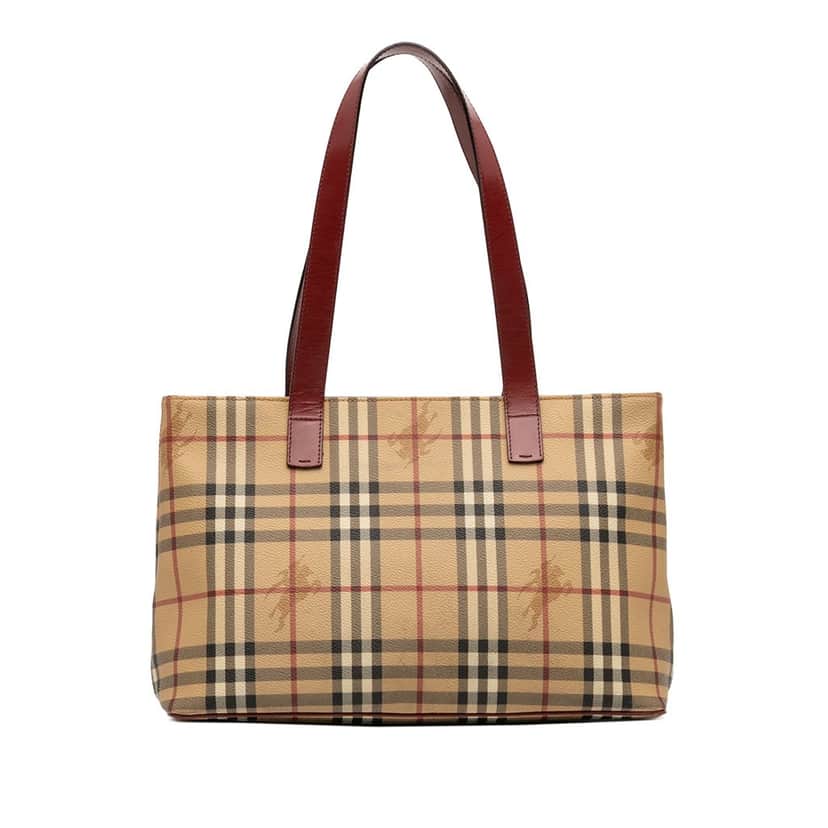 Burberry Haymarket Check Coated Canvas Tote Beige Very good condition - Front View
