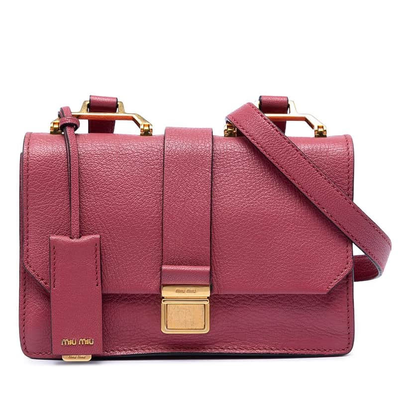 Miu Miu Goatskin Madras Crossbody Red Leather Very good condition - Front View