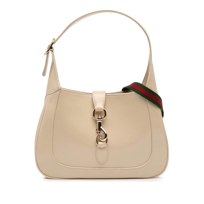 Gucci Small Calfskin Web Jackie 1961 Crossbody Beige Leather Very good condition - Front View