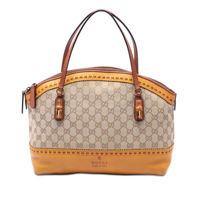 Gucci GG Canvas Laidback Crafty Handbag Beige Very good condition - Front View