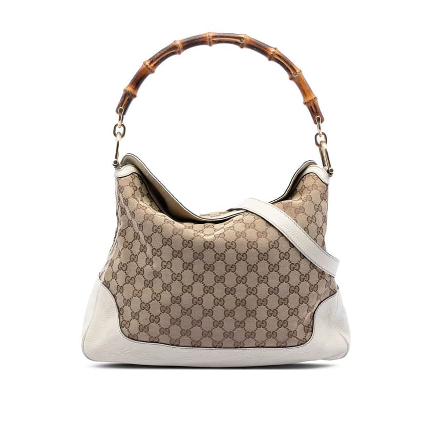 Gucci GG Canvas Bamboo Diana Satchel Beige Very good condition - Front View