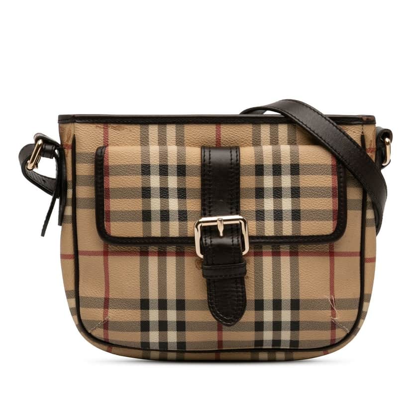 Burberry Haymarket Check Coated Canvas Crossbody Beige Good condition - Front View