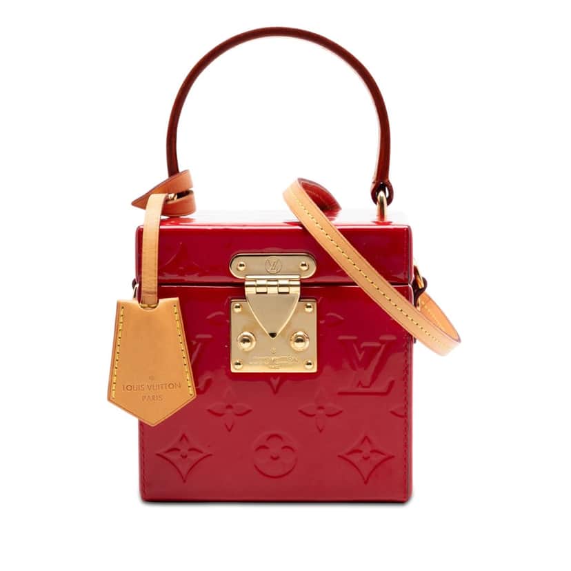 Louis Vuitton Monogram Vernis Bleecker Box Vanity Bag Red Leather Very good condition - Front View