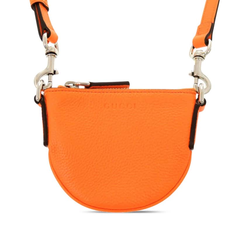 Gucci Micro Mini Calfskin Web B Crossbody Orange Leather Very good condition - Front View