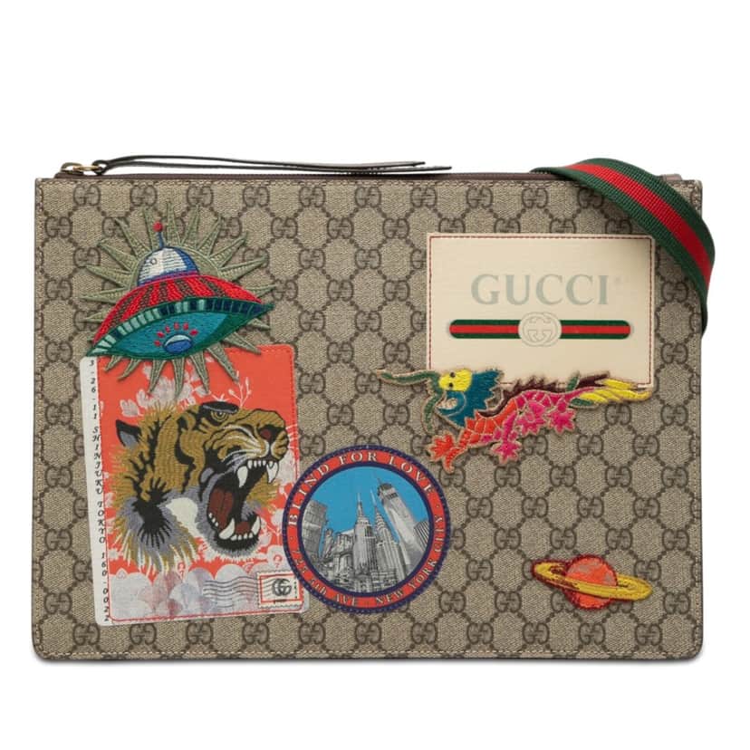 Gucci GG Supreme Web Courrier Messenger Bag Beige Very good condition - Front View
