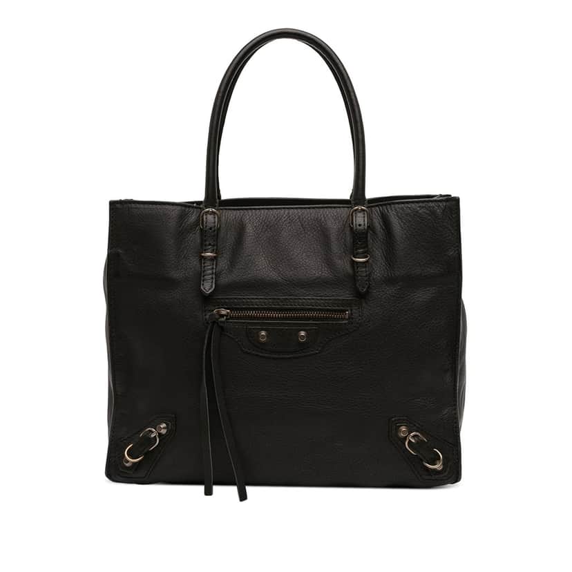 Balenciaga Calfskin Papier A6 Tote Black Leather Very good condition - Front View