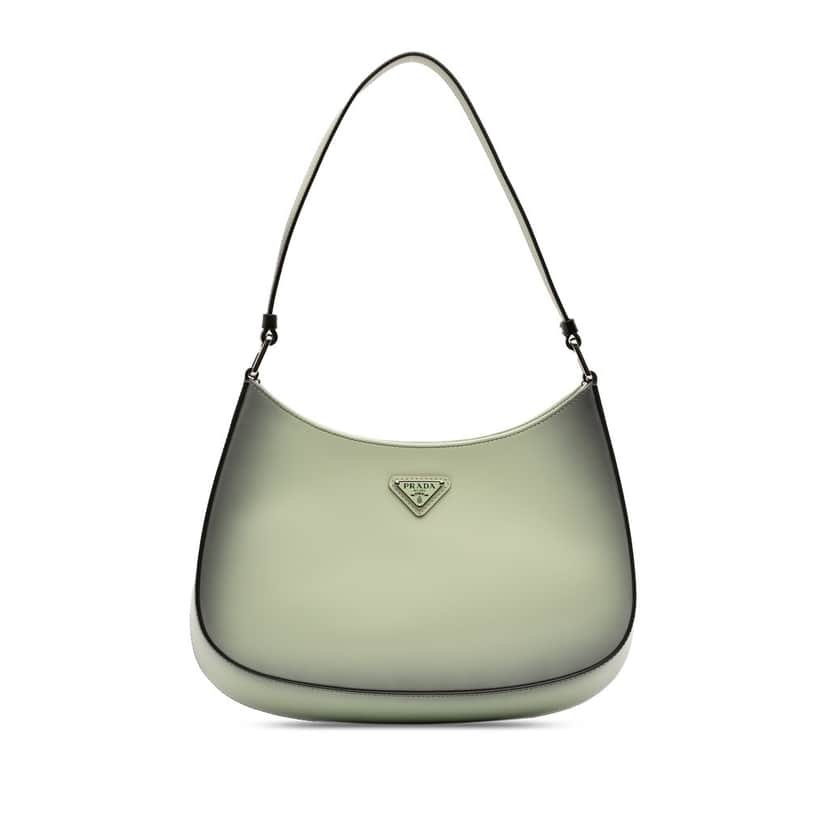 Prada Gradient Spazzolato Cleo Shoulder Bag Green Leather Very good condition - Front View