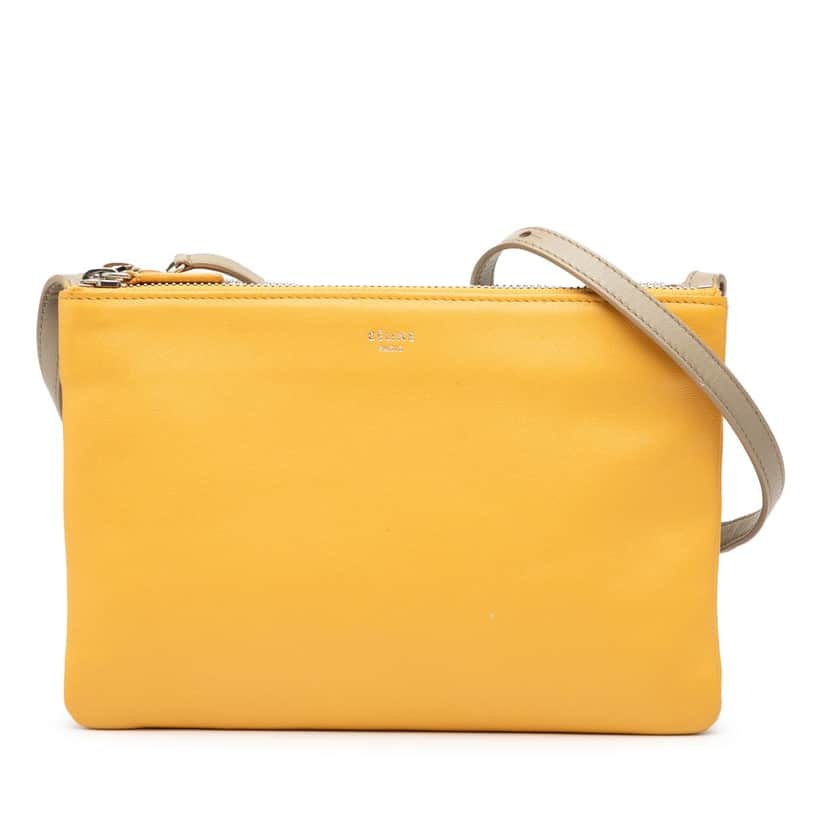 Celine Large Tricolor Lambskin Trio Crossbody Yellow Leather Very good condition - Front View