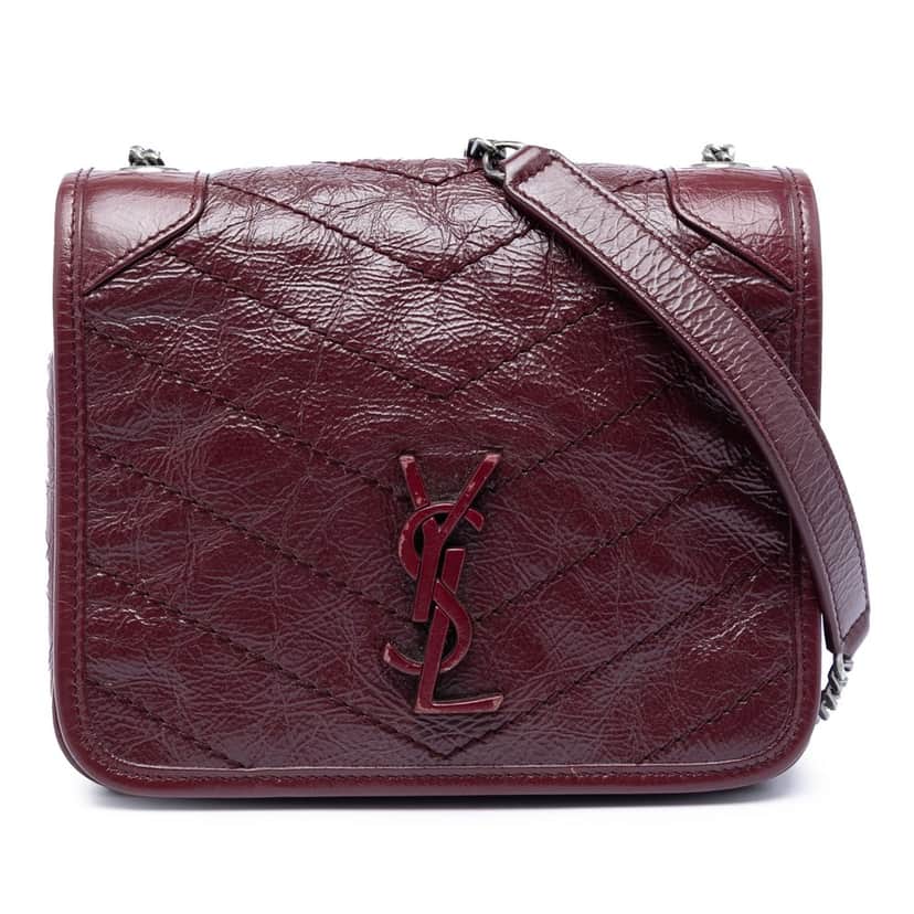 Saint Laurent Crinkled Calfskin Niki Wallet on Chain Red Leather Very good condition - Front View