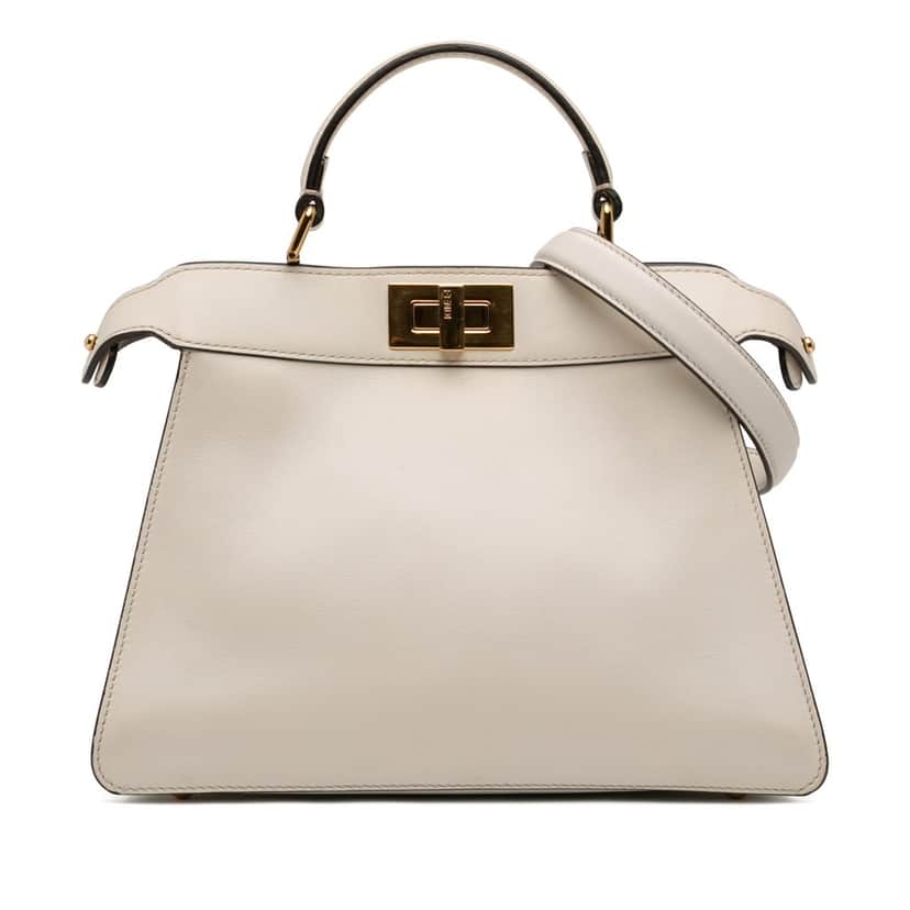 Fendi Small Leather Peekaboo ISeeU Satchel White Leather Very good condition - Front View
