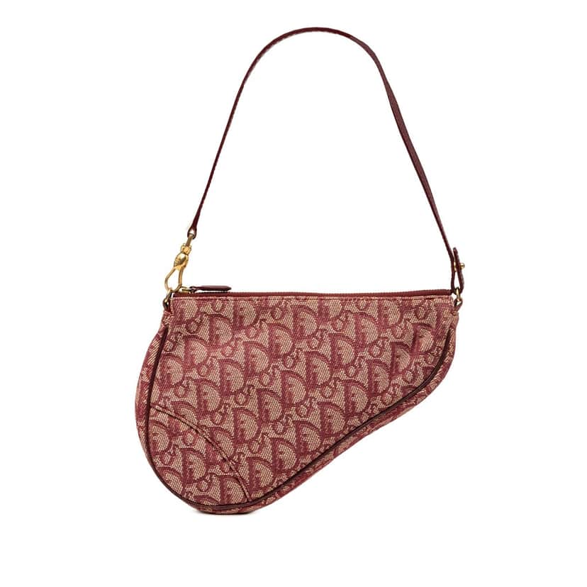 Dior Mini Diorissimo Canvas Saddle Pochette Red Very good condition - Front View