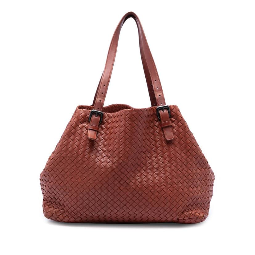 Bottega Veneta Large Nappa Intrecciato Cesta Tote Red Leather Very good condition - Front View