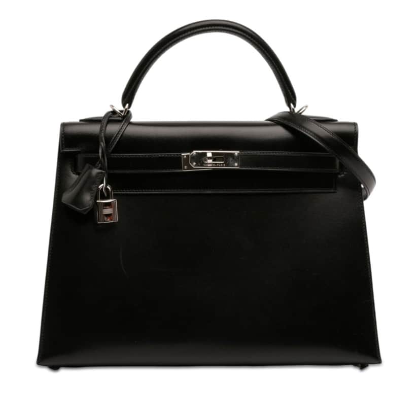 Hermès Box Calf Kelly II Sellier 32 Black Leather Very good condition - Front View