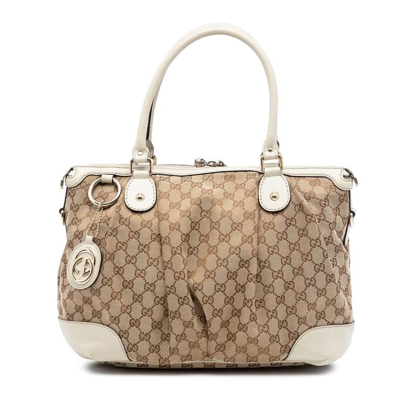 Gucci GG Canvas Sukey Satchel Beige Very good condition - Front View