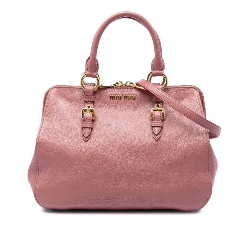 Miu Miu Goatskin Madras Satchel Pink Leather Very good condition - Front View