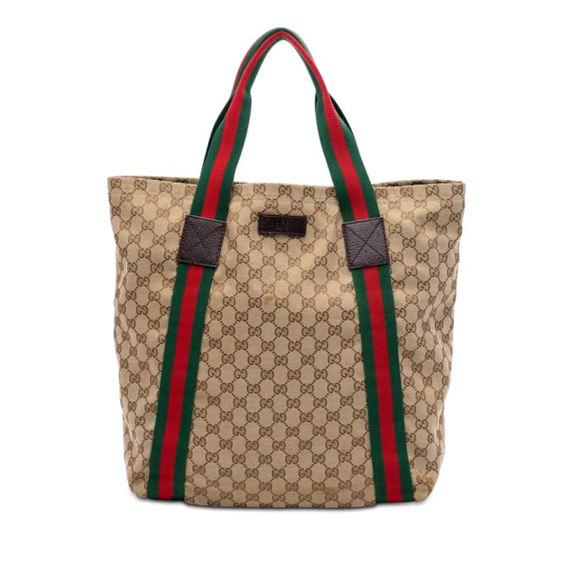 Gucci GG Canvas Web Tote Beige Very good condition - Front View