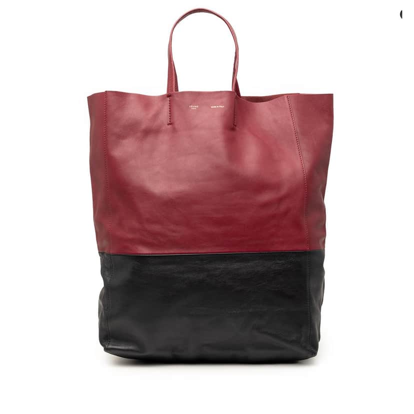 Celine Bicolor Lambskin Vertical Cabas Tote Red Leather Very good condition - Front View